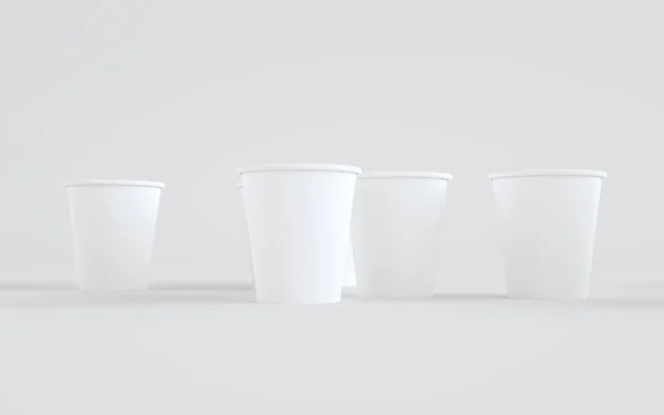 Unzen Papier Kaffeetassen Mockup Ohne Deckel Mehrere Tassen Illustration — Stockfoto