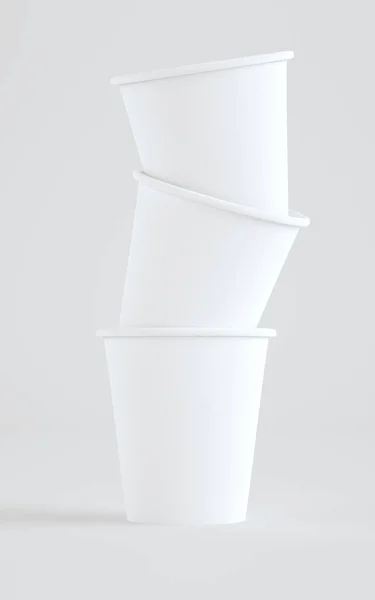 Papír Kávé Csésze Mockup Fedél Nélkül Három Csésze Illusztráció — Stock Fotó