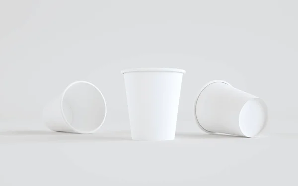 Papírový Kávu Cup Mockup Bez Víčka Tři Poháry Ilustrace — Stock fotografie