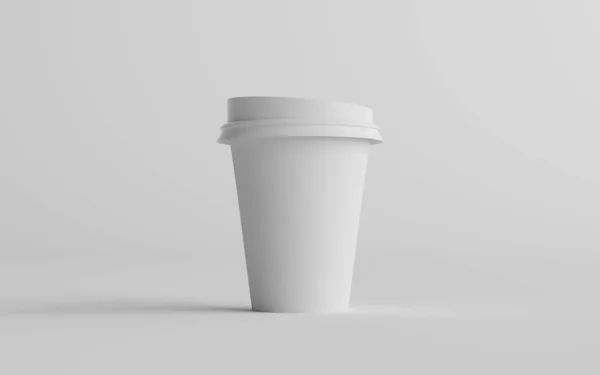 12オンス 355Mlシングルウォールペーパーレギュラー ミディアムコーヒーカップモックアップホワイト蓋付き One Cup 3Dイラスト — ストック写真