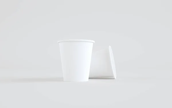 8Oz 紙コーヒーカップ蓋なしモックアップ 2カップ 3Dイラスト — ストック写真