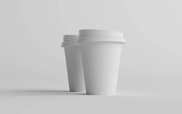 온스요 355Ml 페이퍼 Mockup White Lid Two Cups — 스톡 사진
