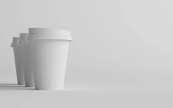 온스요 355Ml 페이퍼 Mockup White Lid Three Cups — 스톡 사진