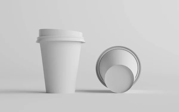 12盎司 355Ml单壁纸普通 中杯白底咖啡软饮料 3D说明 — 图库照片