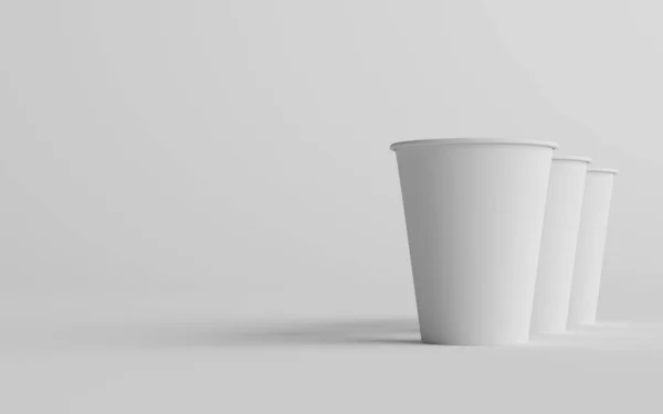 355Ml Single Wall Paper Regular Medium Coffee Cup Mockup Three — Stock Photo, Image