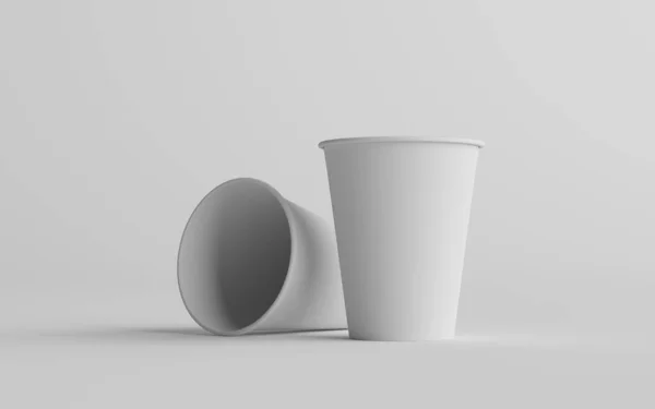 355Ml Egyfalú Papír Rendszeres Közepes Kávé Csésze Mockup Fehér Fedéllel — Stock Fotó