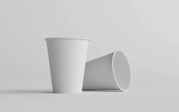 355Ml Single Wall Paper Regular Medium Coffee Cup Mockup White — Stock Photo, Image