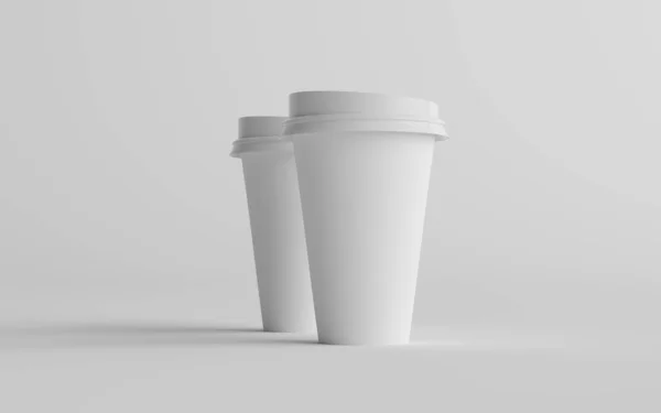 Single Wall Paper Μεγάλο Φλιτζάνι Καφέ Mockup Λευκό Καπάκι Δύο — Φωτογραφία Αρχείου