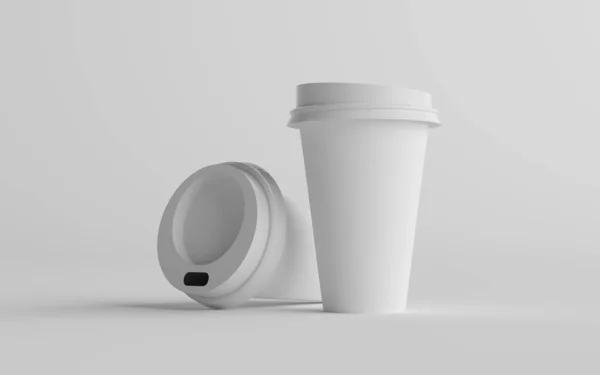 Single Wall Paper Μεγάλο Φλιτζάνι Καφέ Mockup Λευκό Καπάκι Δύο — Φωτογραφία Αρχείου