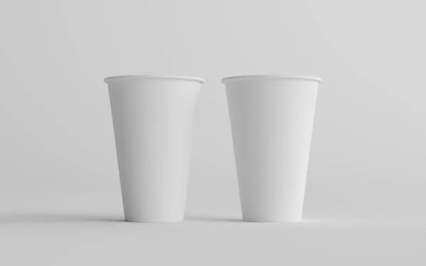 Egyfalú Papír Nagy Kávéscsésze Mockup Két Csésze Illusztráció — Stock Fotó