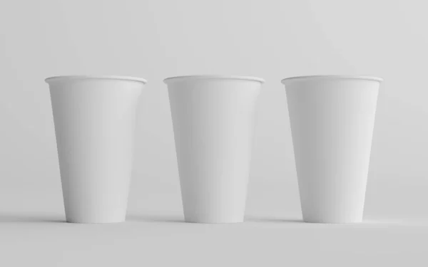 Single Wall Paper Large Coffee Cup Mockup Τρία Φλιτζάνια Εικονογράφηση — Φωτογραφία Αρχείου