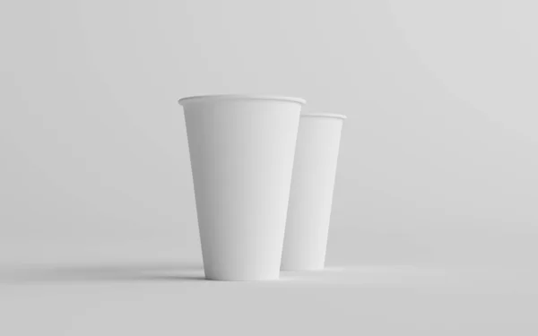 Unzen Single Wall Paper Große Kaffeetasse Mockup Zwei Tassen Illustration — Stockfoto