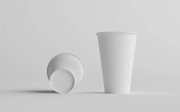 One Wall Paper Large Coffee Cup Mockup Two Cups Illustration — стокове фото