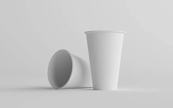 One Wall Paper Large Coffee Cup Mockup Two Cups Illustration — стокове фото