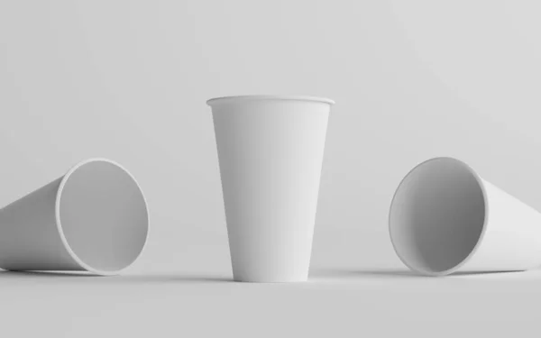 Single Wall Paper Large Coffee Cup Mockup Tři Poháry Ilustrace — Stock fotografie