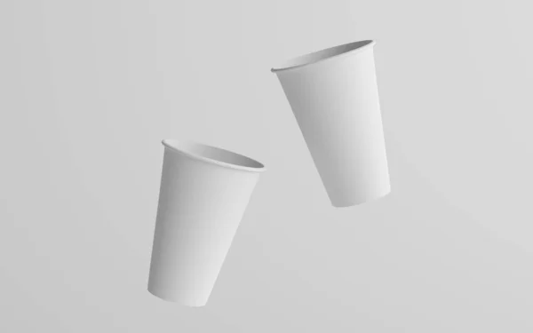 Single Wall Paper Stora Kaffe Cup Mockup Två Flytande Koppar — Stockfoto