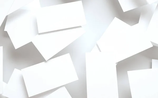 Business Card Model-Up (US 3.5 x 2) - Yüzen Kağıt Yığını. 3B Görüntü