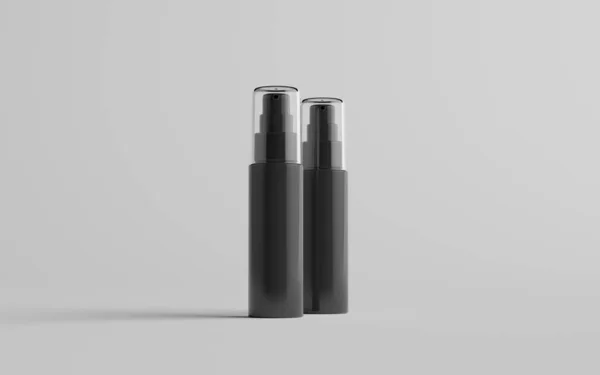 50Ml Black Plastic Spray Bottle Mockup Zwei Flaschen Illustration — Stockfoto