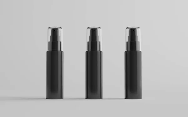 50Ml Black Plastic Spray Bottle Mockup Tre Flaskor Illustration — Stockfoto