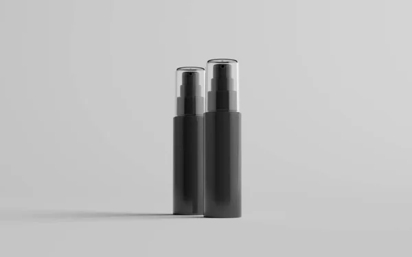 50Ml Black Plastic Spray Bottle Mockup Two Bottles Illustration — Stock Photo, Image
