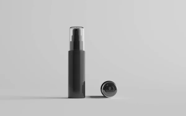 50Ml Black Plastic Spray Bottle Mockup Två Flaskor Illustration — Stockfoto