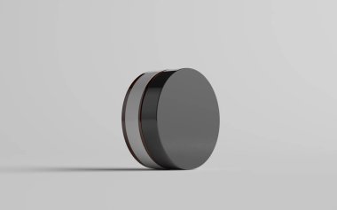 70 ml İnce Kehribar Cam Kozmetik Jar Mockup - Bir kavanoz. Boş Etiket