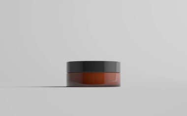 70ml Thin Amber Glass Cosmetic Jar Mockup - One Jar clipart