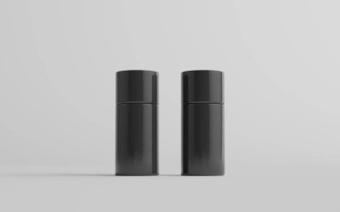75 ml Black Plastic Roll-On / Spray Deodorant Şişe Mockup - İki şişe. 3B Görüntü