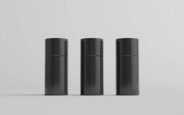 75 ml Black Plastic Roll-On / Spray Deodorant Şişe Mockup - Üç şişe. 3B Görüntü