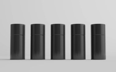 75ml Black Plastic Roll-On / Spray Deodorant Şişe Mockup - Çoklu Şişeler. 3B Görüntü