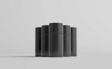 75ml Black Plastic Roll-On / Spray Deodorant Şişe Mockup - Çoklu Şişeler. 3B Görüntü