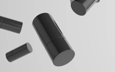 75ml Black Plastic Roll-On / Spray Deodorant Şişe Mockup - Çoklu Yüzen Şişe. 3B Görüntü