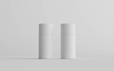 75 ml White Plastic Roll-On / Spray Deodorant Şişe Mockup - İki şişe. 3B Görüntü