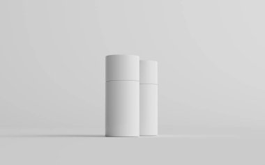 75 ml White Plastic Roll-On / Spray Deodorant Şişe Mockup - İki şişe. 3B Görüntü