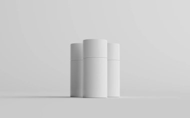 75 ml White Plastic Roll-On / Spray Deodorant Şişe Mockup - Üç şişe. 3B Görüntü