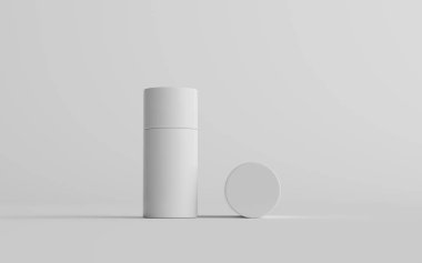 75 ml White Plastic Roll-On / Spray Deodorant Şişe Mockup - İki şişe. 3B Görüntü