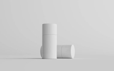 75 ml White Plastic Roll-On / Spray Deodorant Şişe Mockup - İki şişe. 3B Görüntü