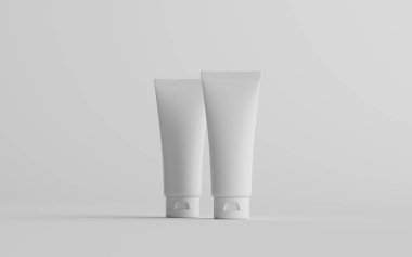 100 ml Kozmetik Krem Tüplü Paketleme Modeli- İki Tüplü. 3B Görüntü