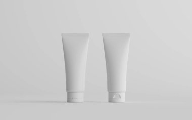 100 ml Kozmetik Krem Tüplü Paketleme - İki Tüplü, Ön ve Arka. 3B Görüntü