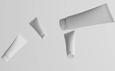 100 ml Kozmetik Krem Tüplü Paketleme Modeli - Çoklu Yüzen Tüpler. 3B Görüntü