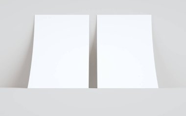 A4 Flyer / Letterhead Model Modifiye-Duvara Karşı İki İlan. 3B Görüntü