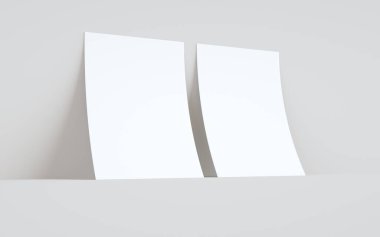 A4 Flyer / Letterhead Model Modifiye-Duvara Karşı İki İlan. 3B Görüntü