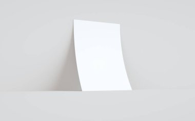 A4 Flyer / Letterhead Model Modifiye-Duvara Karşı Bir Flyer. 3B Görüntü