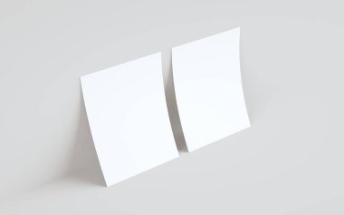 A4 Flyer / Letterhead Model Modifiye-Duvara Karşı İki İlan. 3B Görüntü