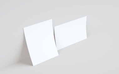 A4 Flyer / Letterhead Model Modifiye-Duvara Karşı İki İlan. 3B Görüntü