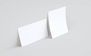 A4 Flyer / Letterhead Model Modifiye-Duvara Karşı İki İlan. 3B Görüntü