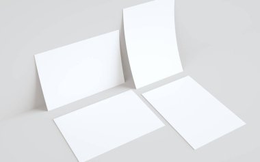 A4 Flyer / Letterhead Model Modifiye-Duvara Karşı İki İlan. 3B Görüntü