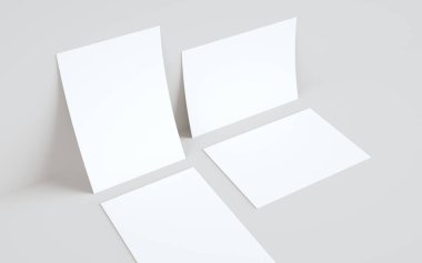 A4 Flyer / Letterhead Model Modifiye-Duvara Karşı İki İlan. 3B Görüntü