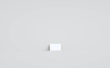 Business Card Mock-Up (3.5 x 2) Duvar Arkaplanına Karşı Bir Kart. 3B Görüntü