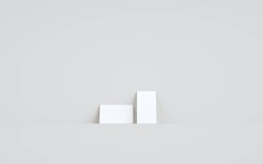 Business Card Mock-Up (3.5 x 2) Duvar Arkaplanına Karşı İki Kart. 3B Görüntü